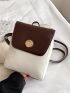 Colorblock Metal Decor Flap Backpack