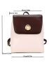 Colorblock Metal Decor Flap Backpack