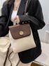 Colorblock Metal Decor Flap Backpack