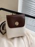 Colorblock Metal Decor Flap Backpack