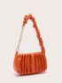 Neon-Orange Minimalist Ruched Bag