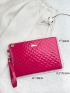 Holographic Quilted Detail Metal Decor Clutch Bag With Wristlet