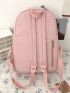 Colorblock Multi-compartment Large Capacity Backpack With Cartoon Charm