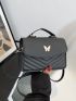 Chevron Quilted Butterfly Decor Flap Square Bag