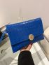 Crocodile Embossed Flap Square Bag