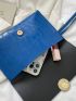 Crocodile Embossed Flap Square Bag