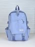 Letter Patch & Buckle Decor Functional Backpack