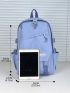 Letter Patch & Buckle Decor Functional Backpack
