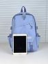 Letter Patch & Buckle Decor Functional Backpack