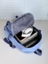 Letter Patch & Buckle Decor Functional Backpack