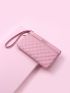 Letter Graphic Argyle Quilted Long Wallet