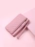 Letter Graphic Argyle Quilted Long Wallet