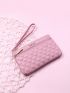 Letter Graphic Argyle Quilted Long Wallet