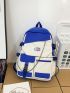 Two Tone Large Capacity Functional Backpack Without Bag Charm