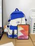 Two Tone Large Capacity Functional Backpack Without Bag Charm