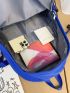 Two Tone Large Capacity Functional Backpack Without Bag Charm