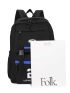 Release Buckle & Letter Patch Decor Functional Backpack