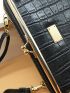 Crocodile Embossed Kiss Lock Detail Phone Wallet