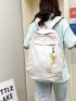 Letter Embroidery Functional Backpack With Bag Charm