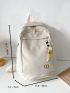 Letter Embroidery Functional Backpack With Bag Charm