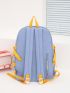 Color Block Release Buckle & Letter Patch Decor Functional Backpack