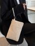 Weave Detail Square Bag With Faux Pearl Beaded Wristlet