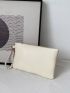 Weave Detail Square Bag With Faux Pearl Beaded Wristlet