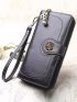 Flower Decor Stitch Detail Long Wallet