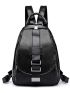 Minimalist Metal Decor Flap Backpack