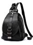 Minimalist Metal Decor Flap Backpack