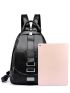 Minimalist Metal Decor Flap Backpack
