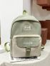 Letter Embroidered Patch Decor Functional Backpack Without Bag Charm