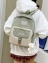 Letter Embroidered Patch Decor Functional Backpack Without Bag Charm