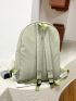 Letter Embroidered Patch Decor Functional Backpack Without Bag Charm
