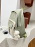 Letter Embroidered Patch Decor Functional Backpack Without Bag Charm