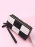 Letter Graphic Colorblock Zipper Around Long Wallet