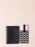 Passport Case With Chevron Pattern Luggage Tag