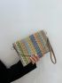 Colorblock Flap Straw Bag