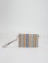 Colorblock Flap Straw Bag