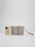Colorblock Flap Straw Bag