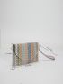 Colorblock Flap Straw Bag