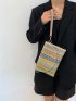 Colorblock Flap Straw Bag