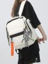 Pocket Front Functional Backpack With Bag Charm