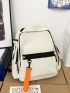 Pocket Front Functional Backpack With Bag Charm