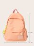 Patch Detail Functional Backpack With Bag Charm