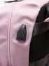 Zipper Front Drawstring Detail USB Charging Port Functional Backpack