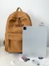 Letter Patch Decor Functional Backpack