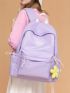 Patch Detail Functional Backpack With Bag Charm