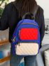 Color Block Argyle Quilted Functional Backpack