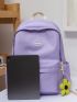 Patch Detail Functional Backpack With Bag Charm